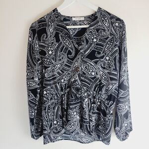 Mandee Paisley Long Sleeve Button Down Blouse